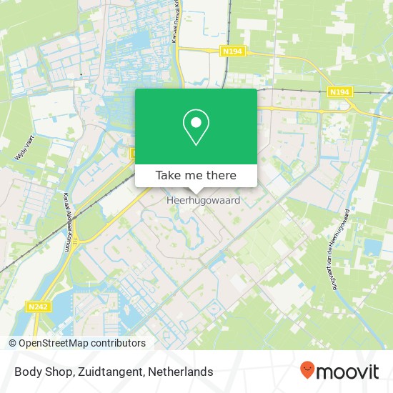 Body Shop, Zuidtangent map