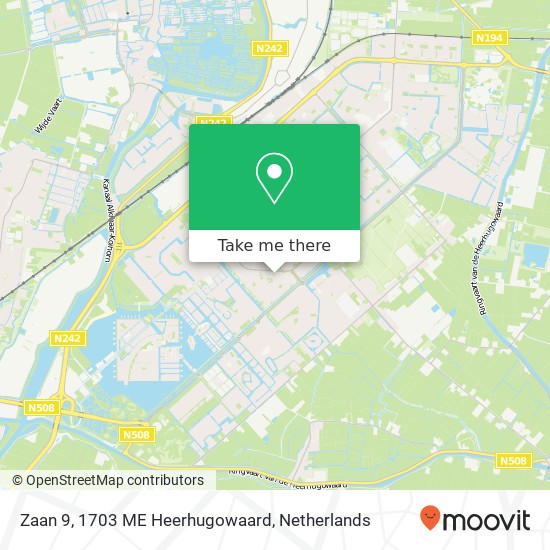 Zaan 9, 1703 ME Heerhugowaard map