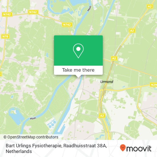 Bart Urlings Fysiotherapie, Raadhuisstraat 38A map