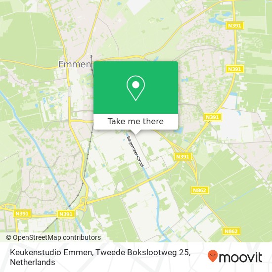 Keukenstudio Emmen, Tweede Bokslootweg 25 map