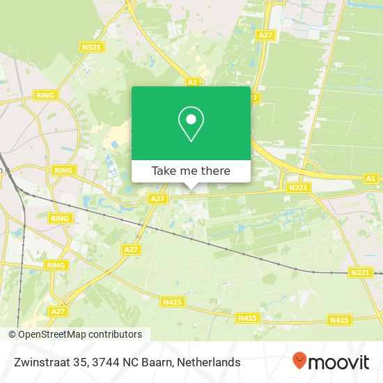 Zwinstraat 35, 3744 NC Baarn map