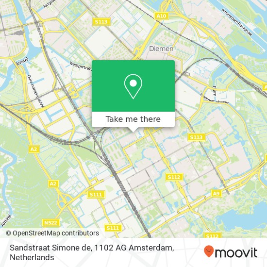 Sandstraat Simone de, 1102 AG Amsterdam map