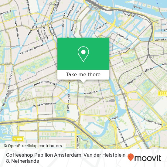 Coffeeshop Papillon Amsterdam, Van der Helstplein 8 Karte