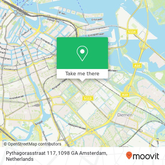 Pythagorasstraat 117, 1098 GA Amsterdam Karte