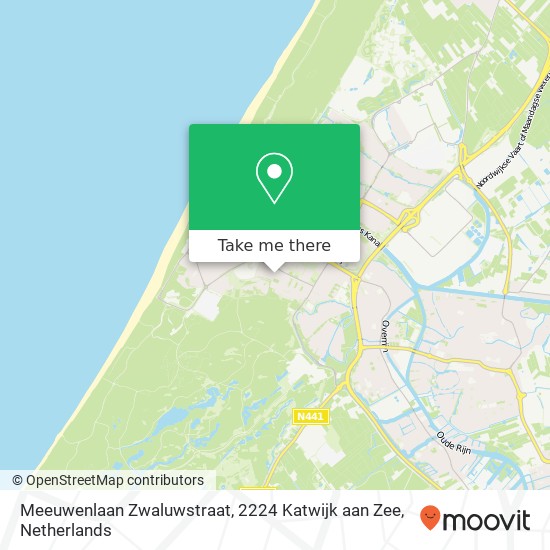 Meeuwenlaan Zwaluwstraat, 2224 Katwijk aan Zee map