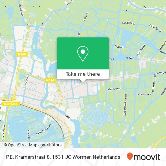 P.E. Kramerstraat 8, 1531 JC Wormer map