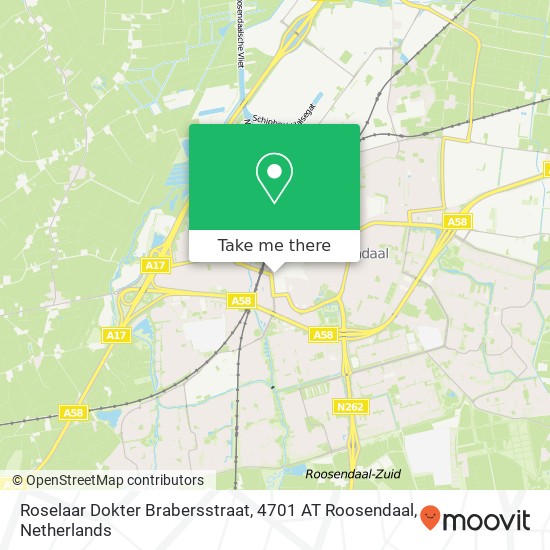 Roselaar Dokter Brabersstraat, 4701 AT Roosendaal map