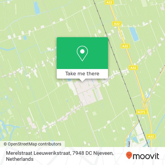 Merelstraat Leeuwerikstraat, 7948 DC Nijeveen map