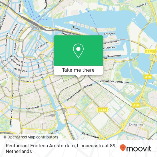 Restaurant Enoteca Amsterdam, Linnaeusstraat 89 map