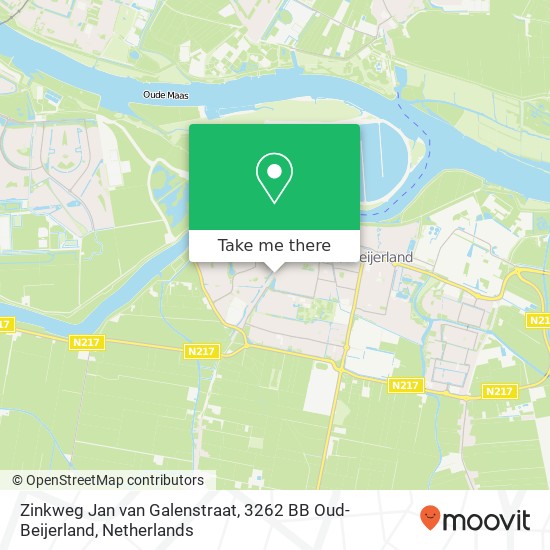 Zinkweg Jan van Galenstraat, 3262 BB Oud-Beijerland Karte