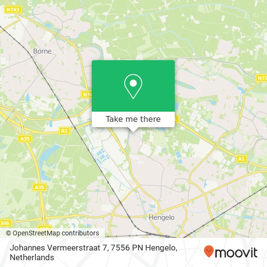 Johannes Vermeerstraat 7, 7556 PN Hengelo map