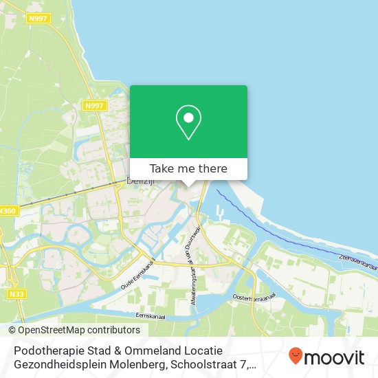 Podotherapie Stad & Ommeland Locatie Gezondheidsplein Molenberg, Schoolstraat 7 Karte