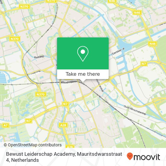 Bewust Leiderschap Academy, Mauritsdwarsstraat 4 map