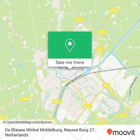 De Blauwe Winkel Middelburg, Nieuwe Burg 27 Karte