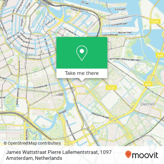 James Wattstraat Pierre Lallementstraat, 1097 Amsterdam map