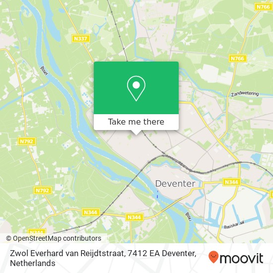 Zwol Everhard van Reijdtstraat, 7412 EA Deventer map