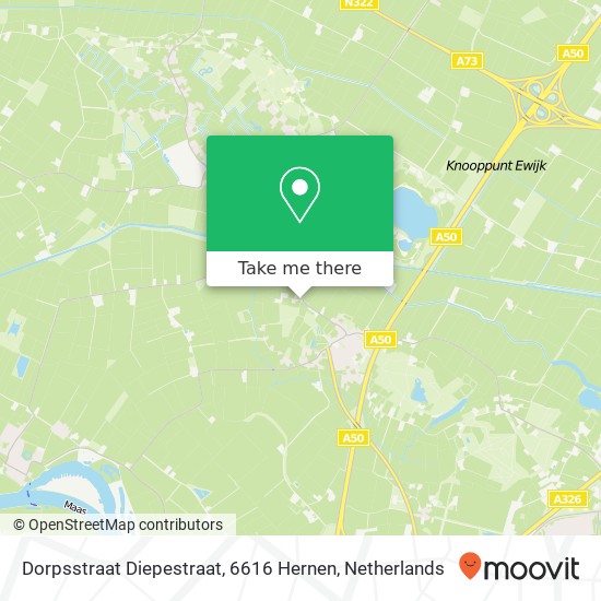 Dorpsstraat Diepestraat, 6616 Hernen map