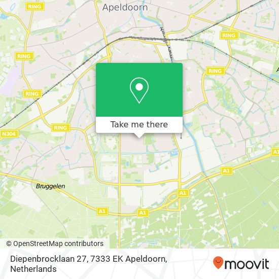 Diepenbrocklaan 27, 7333 EK Apeldoorn map