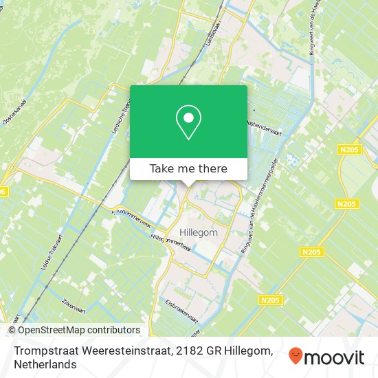 Trompstraat Weeresteinstraat, 2182 GR Hillegom Karte