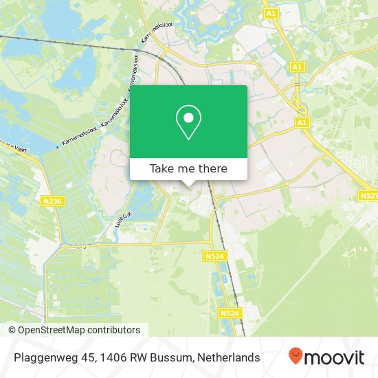 Plaggenweg 45, 1406 RW Bussum map