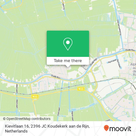 Kievitlaan 16, 2396 JC Koudekerk aan de Rijn Karte