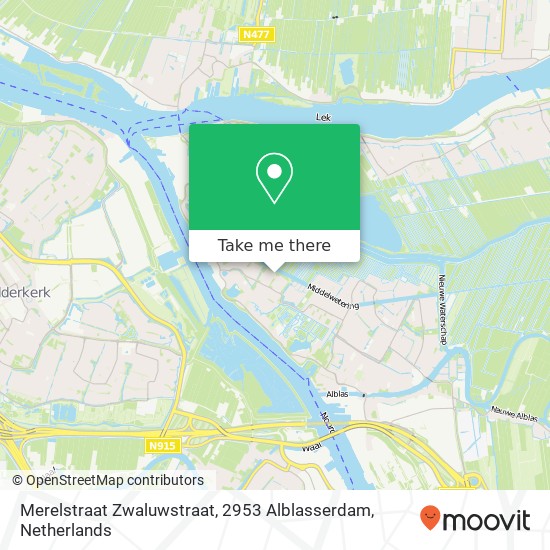 Merelstraat Zwaluwstraat, 2953 Alblasserdam map