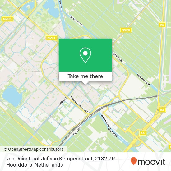 van Duinstraat Juf van Kempenstraat, 2132 ZR Hoofddorp Karte