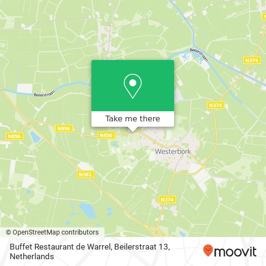 Buffet Restaurant de Warrel, Beilerstraat 13 map