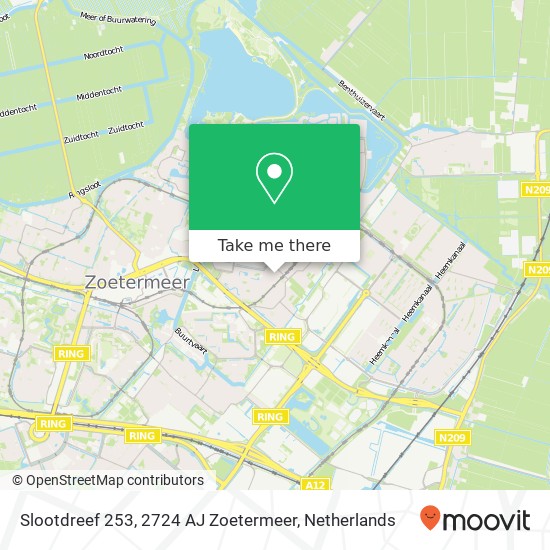 Slootdreef 253, 2724 AJ Zoetermeer Karte