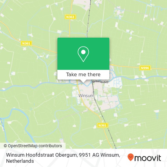 Winsum Hoofdstraat Obergum, 9951 AG Winsum map