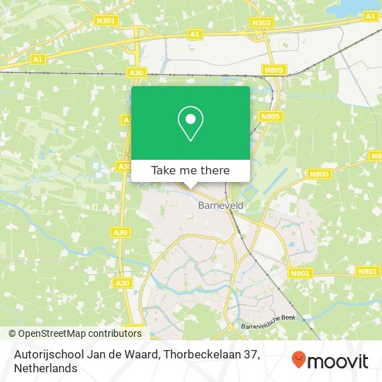 Autorijschool Jan de Waard, Thorbeckelaan 37 map