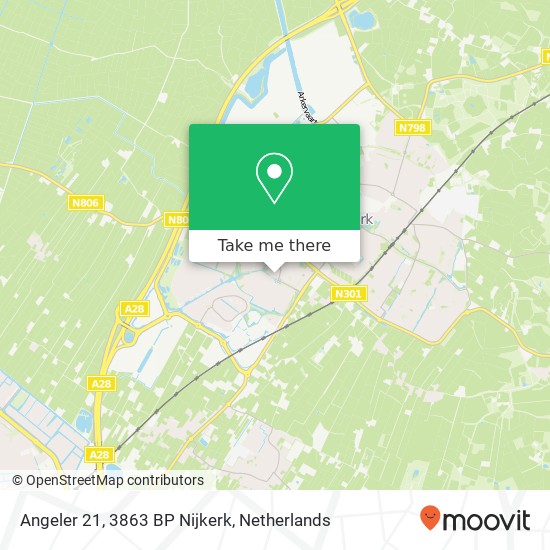 Angeler 21, 3863 BP Nijkerk map