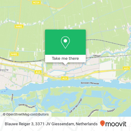 Blauwe Reiger 3, 3371 JV Giessendam map