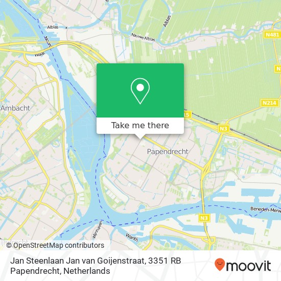 Jan Steenlaan Jan van Goijenstraat, 3351 RB Papendrecht map