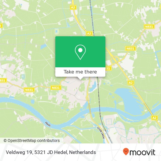 Veldweg 19, 5321 JD Hedel Karte