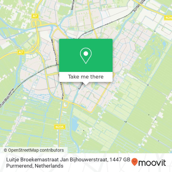 Luitje Broekemastraat Jan Bijhouwerstraat, 1447 GB Purmerend map