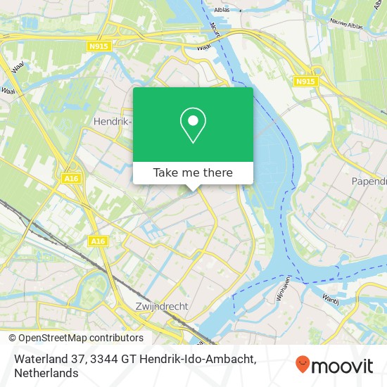 Waterland 37, 3344 GT Hendrik-Ido-Ambacht Karte