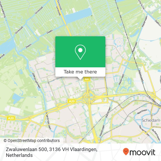 Zwaluwenlaan 500, 3136 VH Vlaardingen Karte