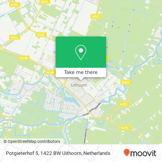 Potgieterhof 5, 1422 BW Uithoorn Karte