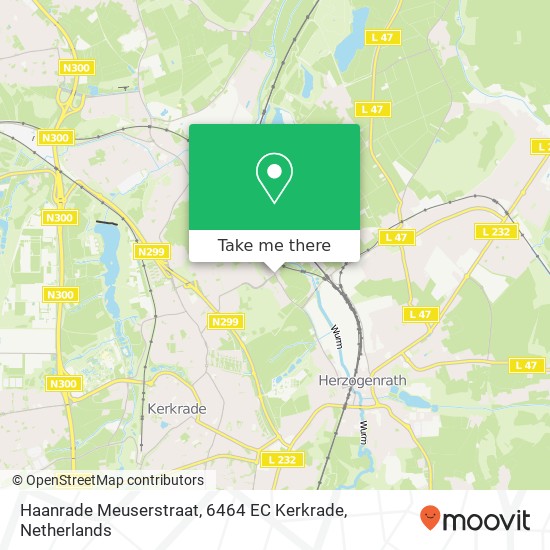 Haanrade Meuserstraat, 6464 EC Kerkrade map