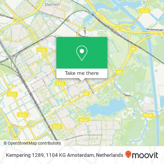 Kempering 1289, 1104 KG Amsterdam map