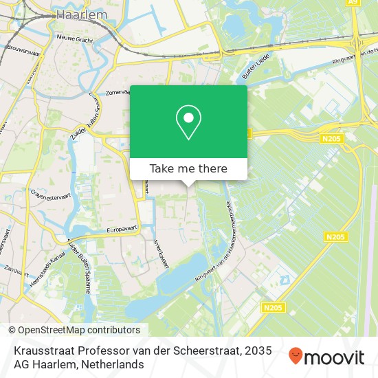 Krausstraat Professor van der Scheerstraat, 2035 AG Haarlem map