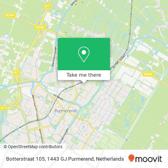 Botterstraat 105, 1443 GJ Purmerend Karte