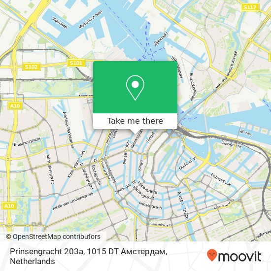 Prinsengracht 203a, 1015 DT Амстердам Karte