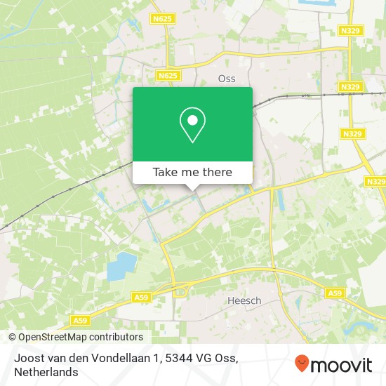 Joost van den Vondellaan 1, 5344 VG Oss Karte