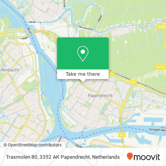 Trasmolen 80, 3352 AK Papendrecht map