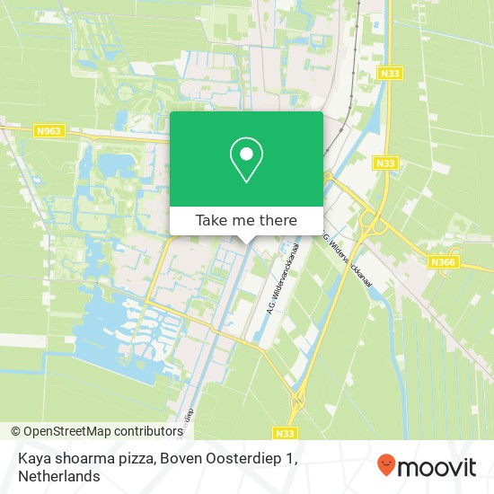 Kaya shoarma pizza, Boven Oosterdiep 1 map