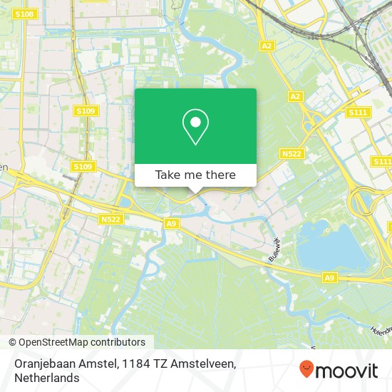 Oranjebaan Amstel, 1184 TZ Amstelveen map