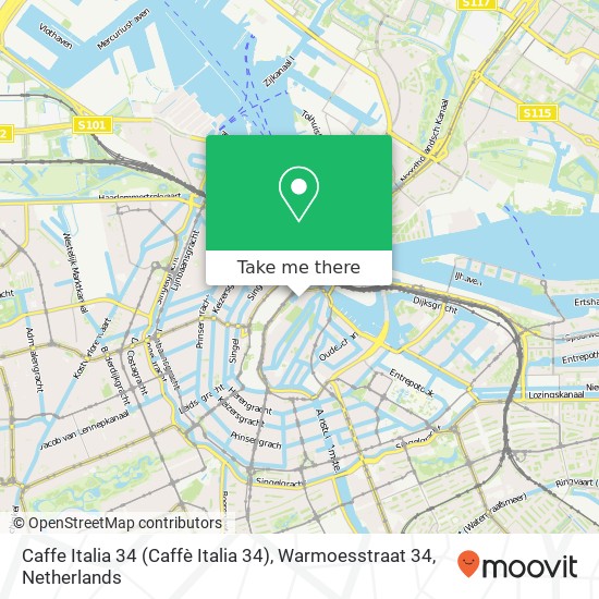Caffe Italia 34 (Caffè Italia 34), Warmoesstraat 34 map