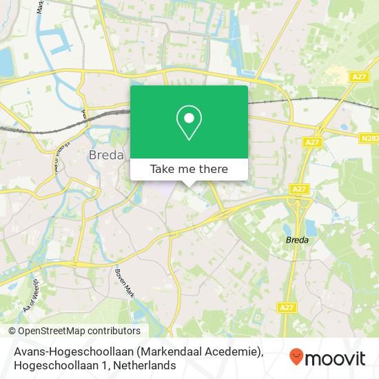 Avans-Hogeschoollaan (Markendaal Acedemie), Hogeschoollaan 1 map